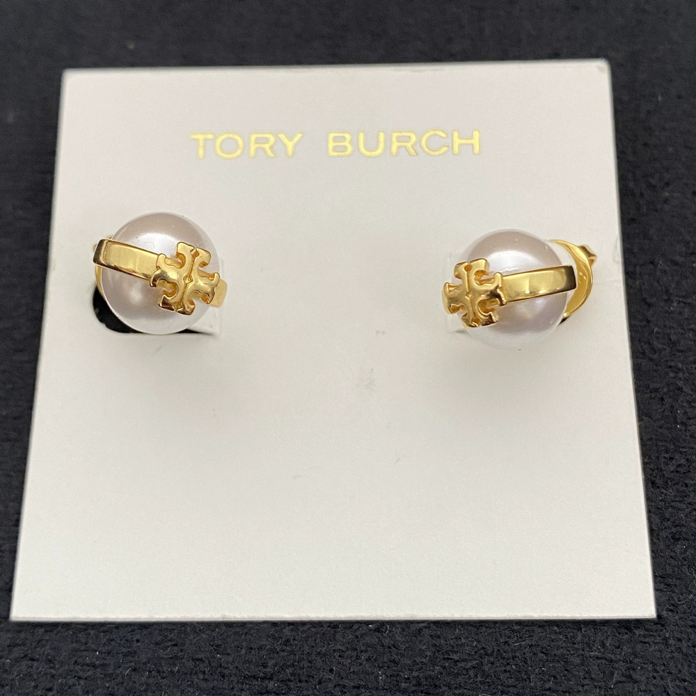 Tory Burch Pearl Initial Stud Earrings